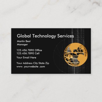 Technology Services Global Business Card by Luckyturtle at Zazzle