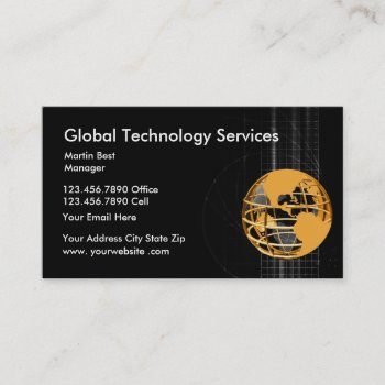 Technology Services Global Business Card Template by Luckyturtle at Zazzle