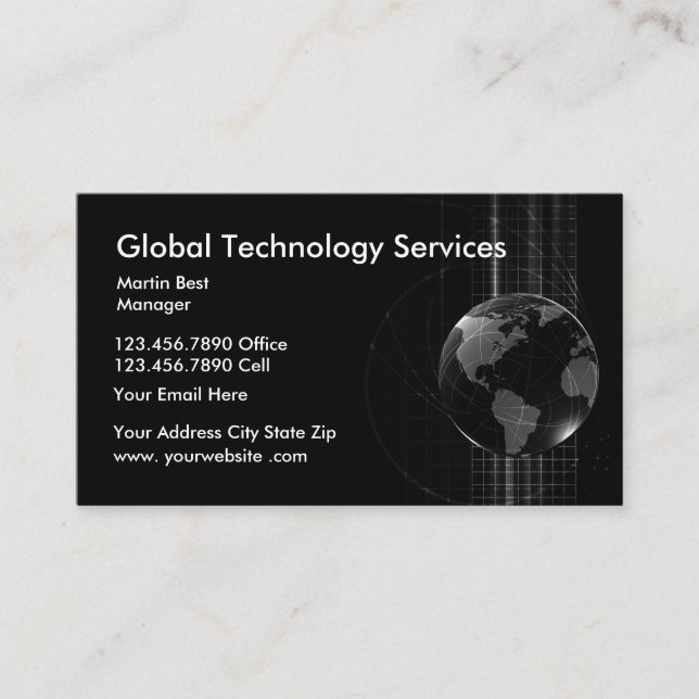 Technology Services Modern Business Cards (Front)