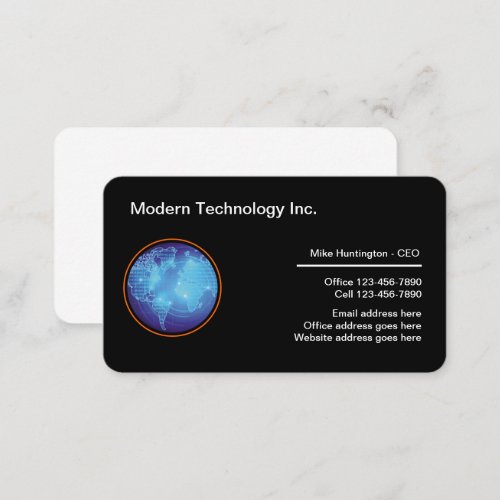 Technology Theme Business Cards Rounded Corners