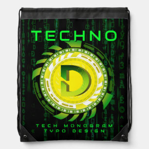 Technology Typography Letter D Drawstring Bag