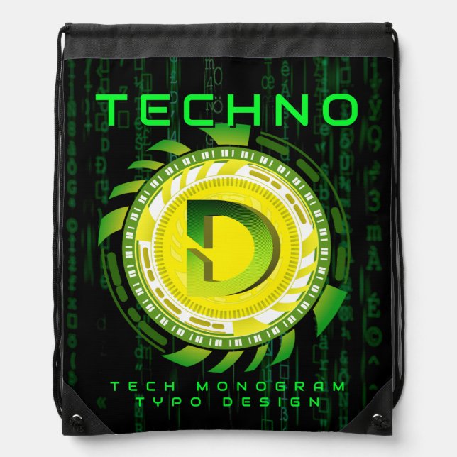 Technology Typography Letter D Drawstring Bag (Front)