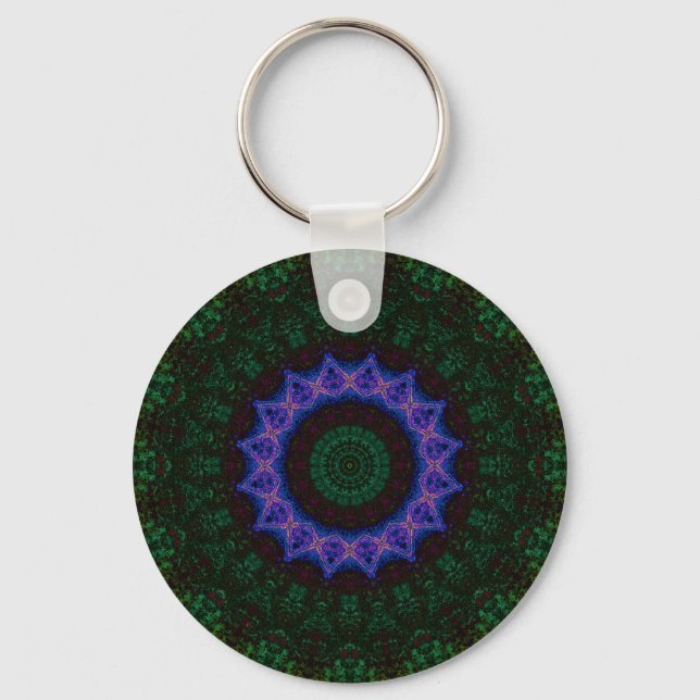 Technomancy Black Abstract Mandala Keychain (Front)