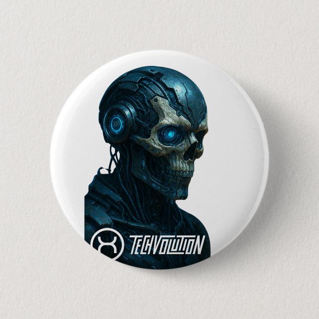TECHVOLUTION – CYBORG SKULL  BUTTON (Front)