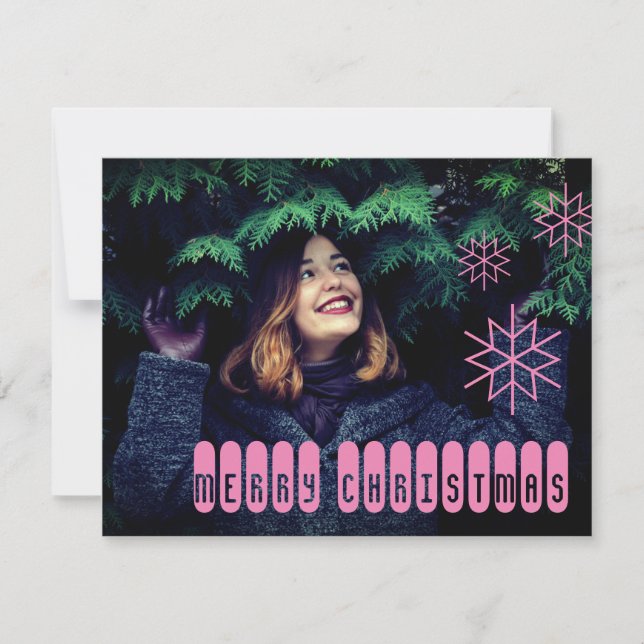 Techy Pink Merry Christmas Card (Front)