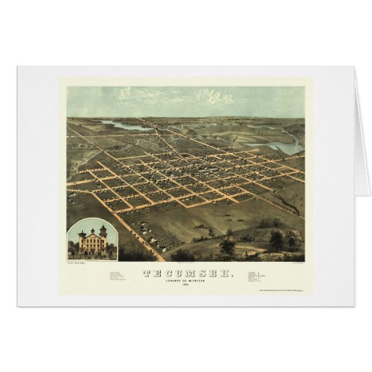 Tecumseh, MI Panoramic Map - 1868 Cards (Front Horizontal)