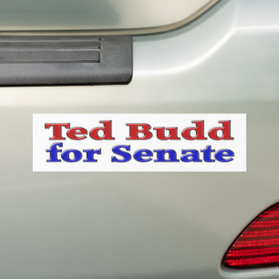 Ted Budd for Senate with red blue text Bumper Sticker