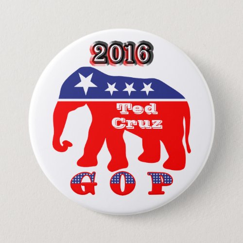 Ted Cruz 2016 _ Red White  Blue Elephant Button