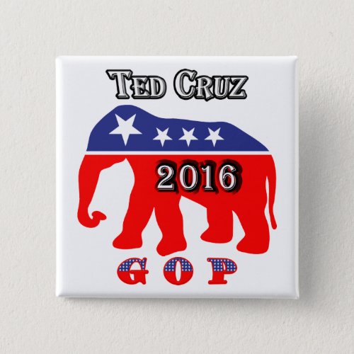 Ted Cruz 2016 _ Red White  Blue Elephant Pinback Button