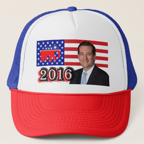 Ted Cruz 2016 _ US Flag  Elephant Trucker Hat