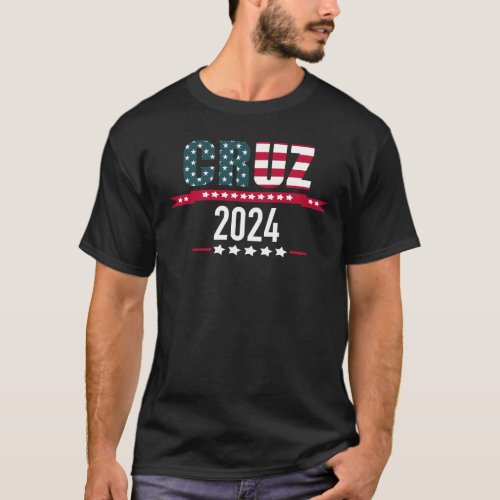 Ted Cruz 2024 For President American USA Flag T_Shirt