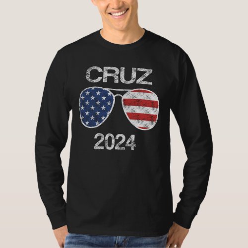 Ted Cruz 2024 Vintage American USA Flag Sunglasses T_Shirt