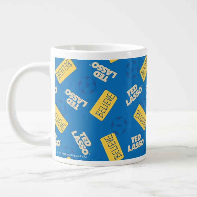 Ted Lasso | Believe Sign and Ball Toss Pattern Giant Coffee Mug (Left)