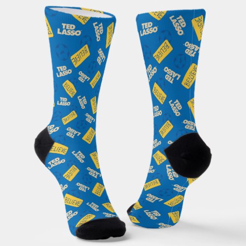 Ted Lasso  Believe Sign and Ball Toss Pattern Soc Socks