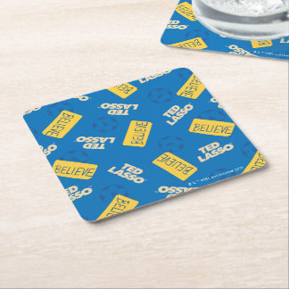 Ted Lasso | Believe Sign and Ball Toss Pattern Square Paper Coaster