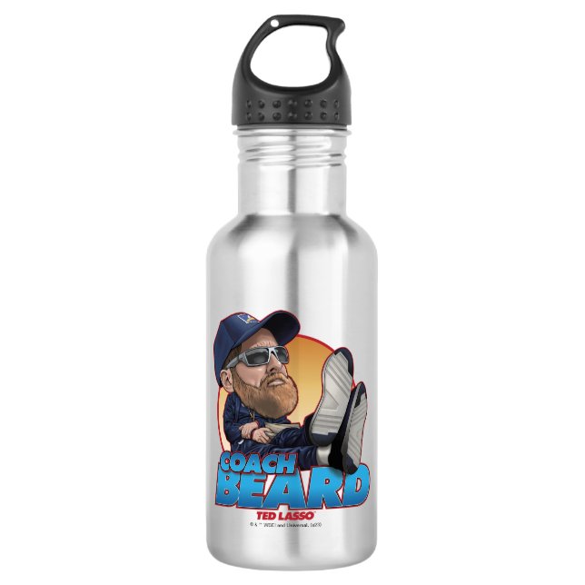Ted Lasso | Coach Beard Bobblehead Stainless Steel Water Bottle (Front)