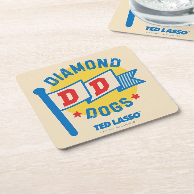 Ted Lasso | Diamond Dogs Pennant Graphic Square Paper Coaster (Angled)