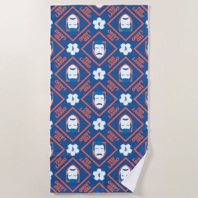 Ted Lasso | Face and Ball Diamond Pattern Beach Towel (Front)