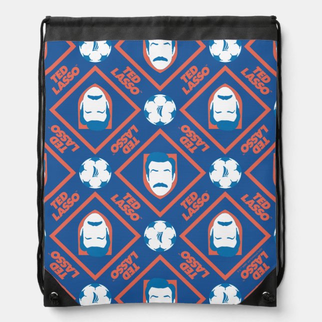 Ted Lasso | Face and Ball Diamond Pattern Drawstring Bag (Front)