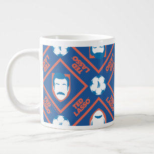 Ted Lasso   Face and Ball Diamond Pattern Giant Coffee Mug