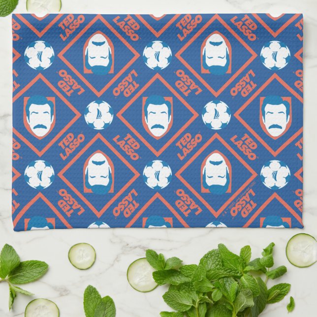 Ted Lasso | Face and Ball Diamond Pattern Kitchen Towel (Folded)