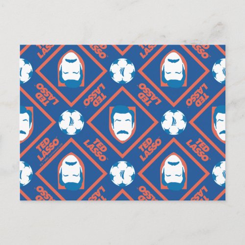 Ted Lasso  Face and Ball Diamond Pattern Postcard