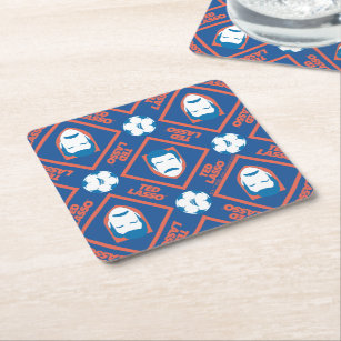 Ted Lasso   Face and Ball Diamond Pattern Square Paper Coaster