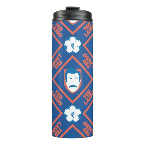 Ted Lasso  Face and Ball Diamond Pattern Thermal Tumbler