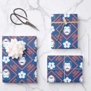 Ted Lasso   Face and Ball Diamond Pattern Wrapping Paper Sheets