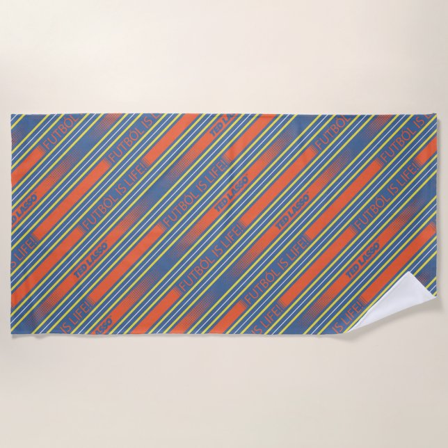 Ted Lasso | Fútbol is Life Stripe Pattern Beach Towel (Front)