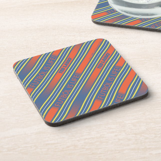 Ted Lasso | Fútbol is Life Stripe Pattern Beverage Coaster (Left Side)