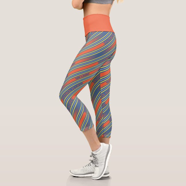Ted Lasso | Fútbol is Life Stripe Pattern Capri Leggings (Left)