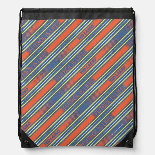 Ted Lasso | Fútbol is Life Stripe Pattern Drawstring Bag (Front)