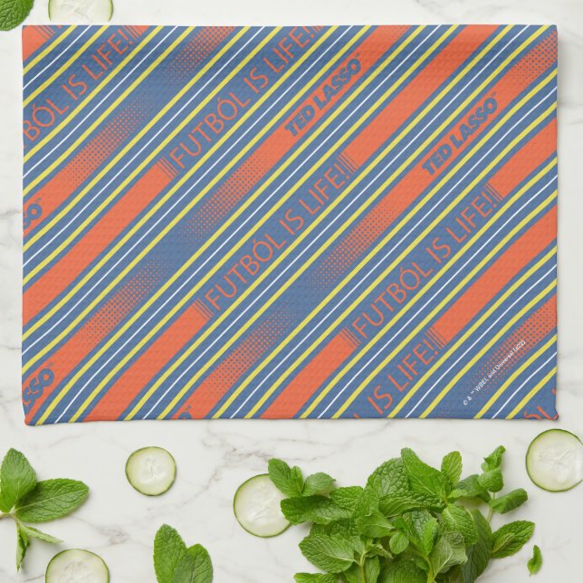Ted Lasso | Fútbol is Life Stripe Pattern Kitchen Towel (Folded)