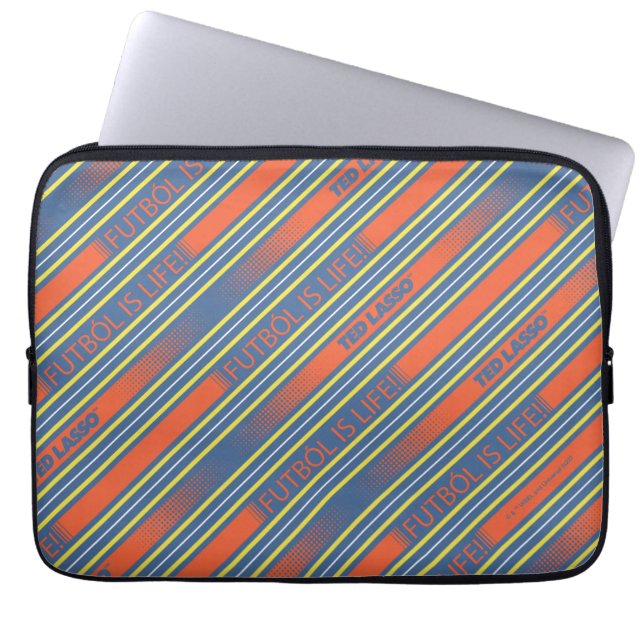 Ted Lasso | Fútbol is Life Stripe Pattern Laptop Sleeve (Front)