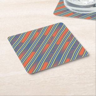 Ted Lasso   Fútbol is Life Stripe Pattern Square Paper Coaster