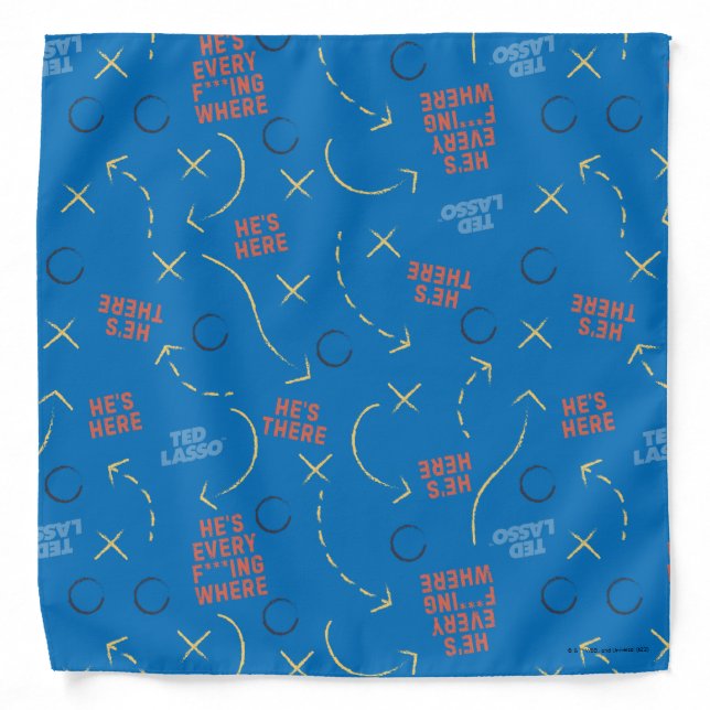 Ted Lasso | He's Here He's There Playbook Pattern Bandana (Front)