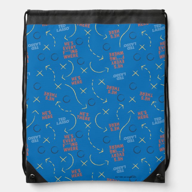 Ted Lasso | He's Here He's There Playbook Pattern Drawstring Bag (Front)