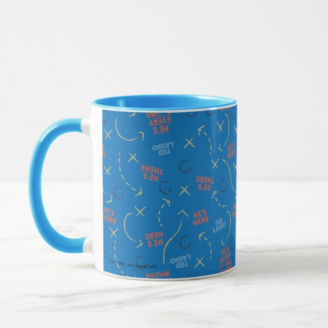 Ted Lasso | He's Here He's There Playbook Pattern Mug (Left)