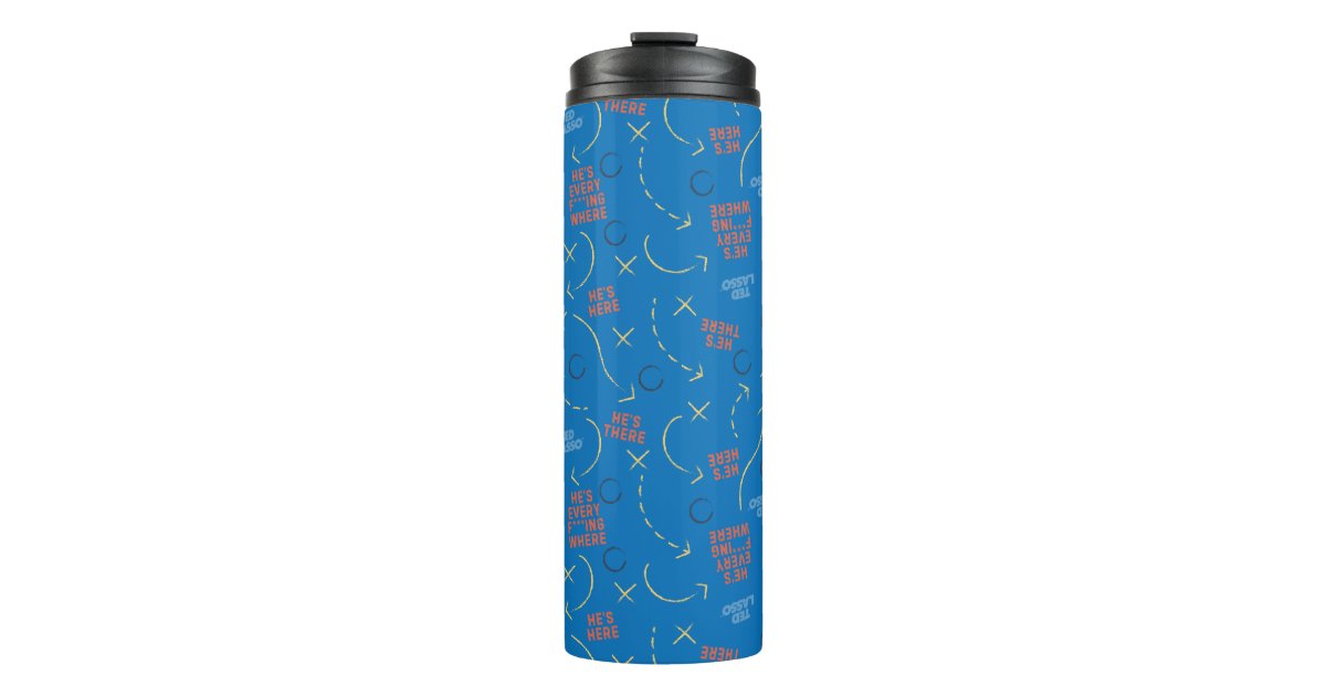 Ted Lasso | He's Here He's There Playbook Pattern Thermal Tumbler | Zazzle