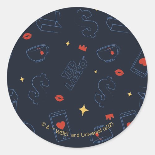 Ted Lasso  Tea and Biscuit Icon Toss Pattern Classic Round Sticker