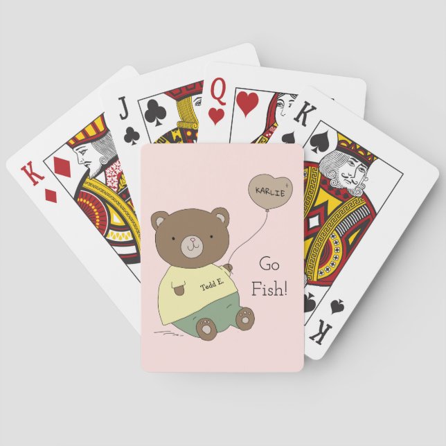 Tedd E. Teddy Bear Peach Go Fish Personalized Poker Cards (Back)