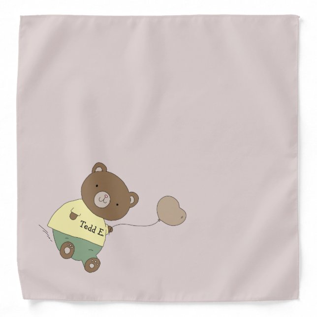 Tedd E. Teddy Bear Personalized Thistle Beige Pet Bandana (Front)