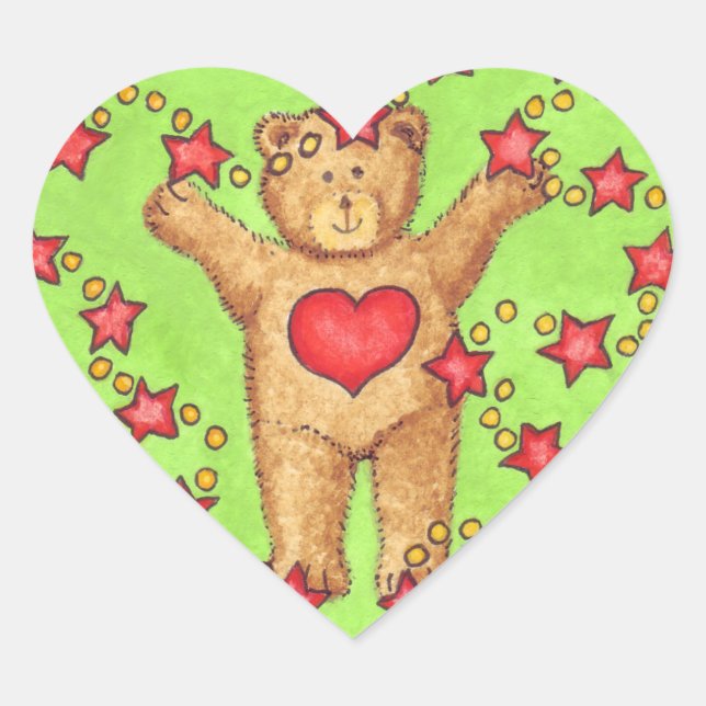Teddy And Stars Christmas Sticker (Front)
