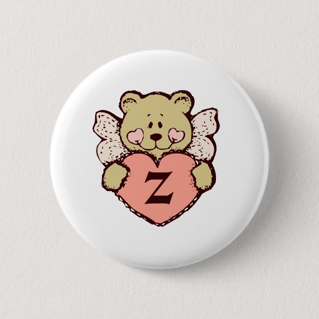 Teddy Angel Z Pinback Button (Front)