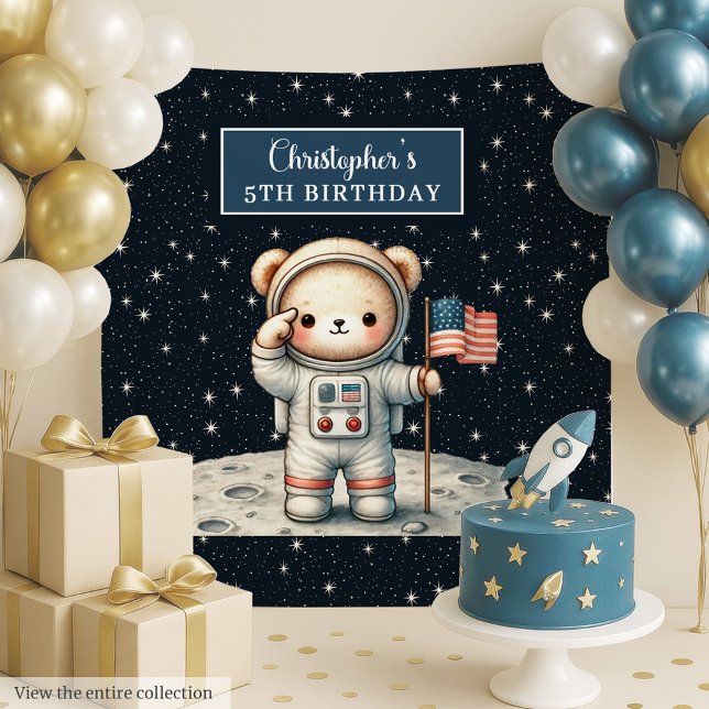 Teddy Astronaut Backdrop for Little Boy’s Party (Teddy Astronaut Backdrop for Little Boy’s Party)
