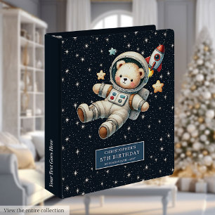 Teddy Astronaut Birthday Album For Baby Boy 3 Ring Binder