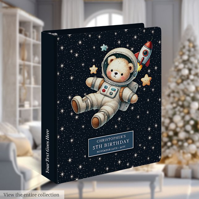 Teddy Astronaut Birthday Album For Baby Boy 3 Ring Binder (Teddy Astronaut Birthday Album For Baby Boy)