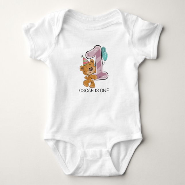 Teddy  Baby  Bear 1st Birthday  Bodys Baby  Baby Bodysuit (Front)