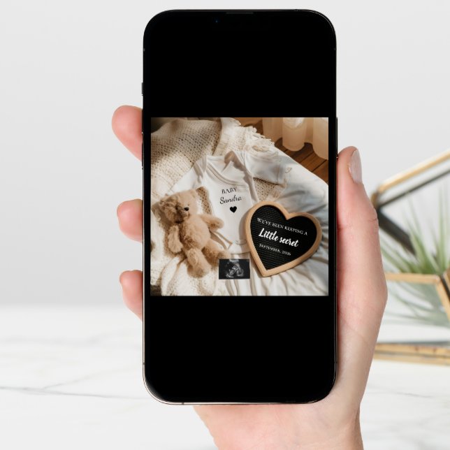  Teddy baby  reveal pregnancy announcement card  (Front Digital)